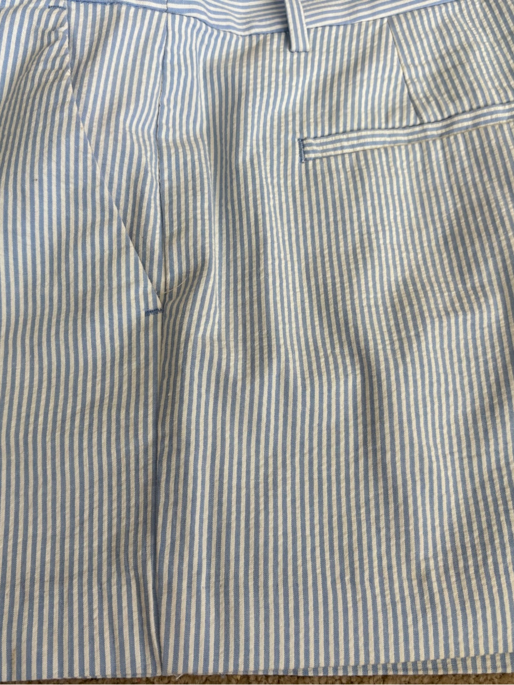 LOFT Blue and White Striped Casual Shorts